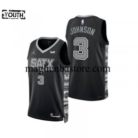 Maglia NBA San Antonio Spurs Keldon Johnson 3 Jordan 2022-2023 Statement Edition Nero Swingman - Bambino